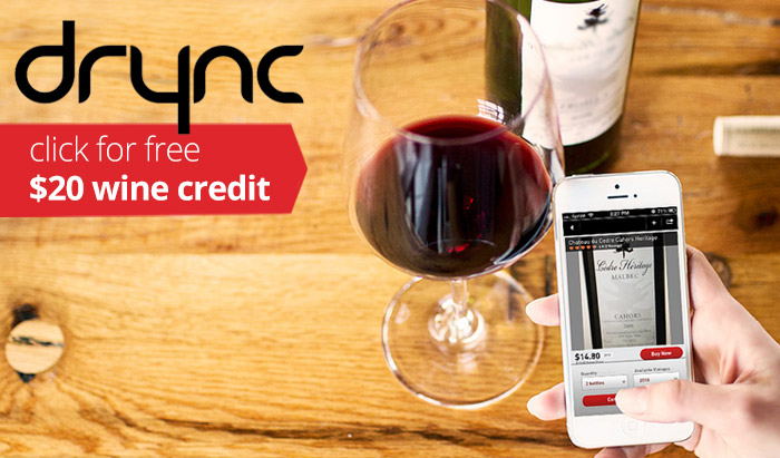 Drync Promo Code : $20 wine credit to Drync App