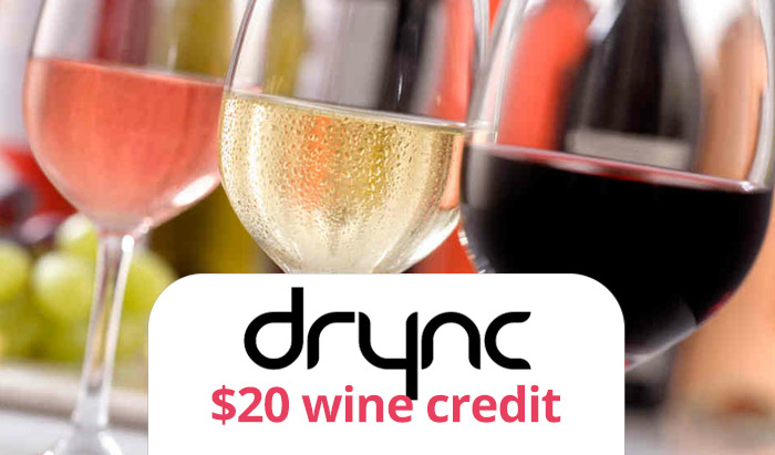 Drync Promo Code : $20 wine credit to Drync App