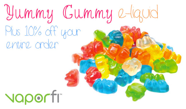 VaporFi: Get 10% off with a VaporFi Coupon code link — and be sure to try the e-liquid Yummy Gummy!