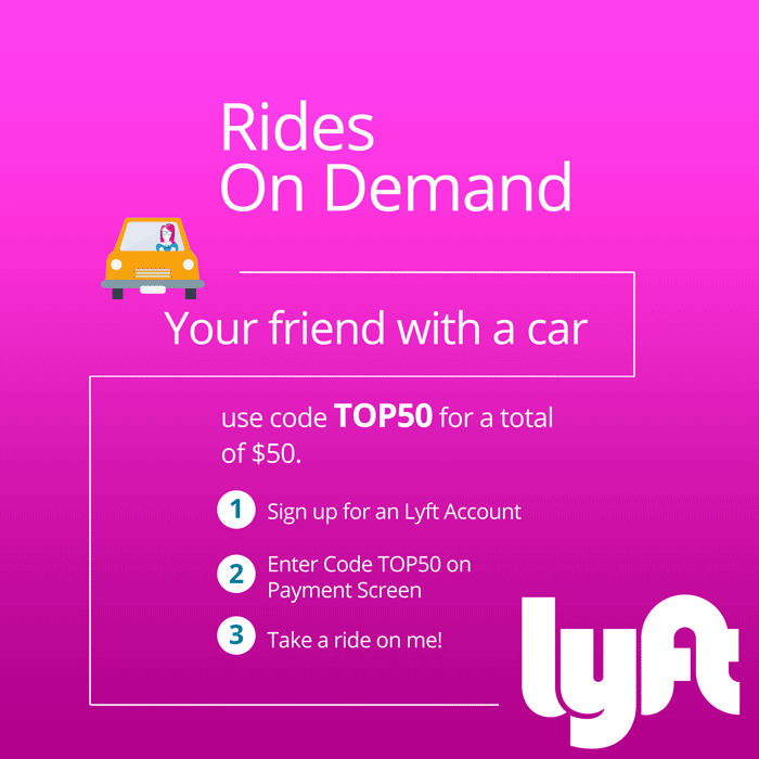 Use our lyft referral codes to get $50 off!