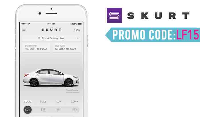 Skurt Promo Code : Get $15 off the cheap car rentals los angeles app with coupon code LF15