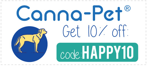 Canna-Pet coupon code HAPPY10 — 10% off hemp supplements for dogs and cats