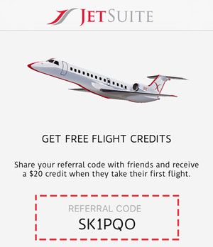 JetSuite Promo Code: Get $20 free with code SK1PQO