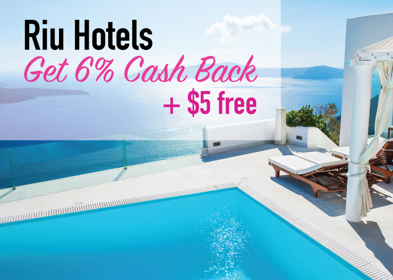 Riu Hotels Discount: Get 6% cash back plus a $5 coupons cash.