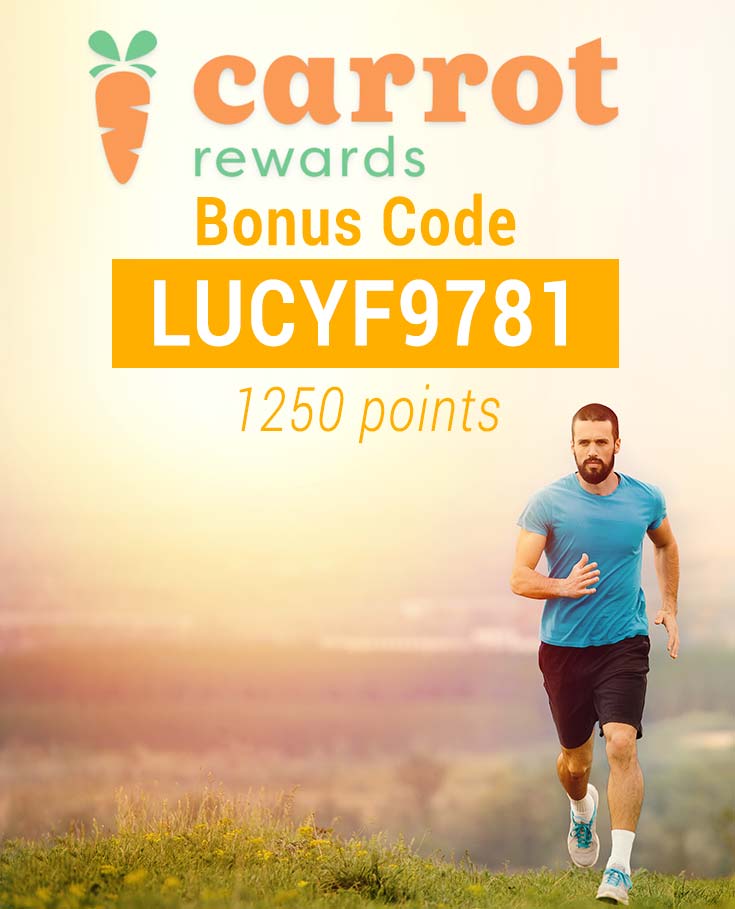 Use the Carrot Rewards Bonus Code LUCYF9781 for 1250 free promo code points!