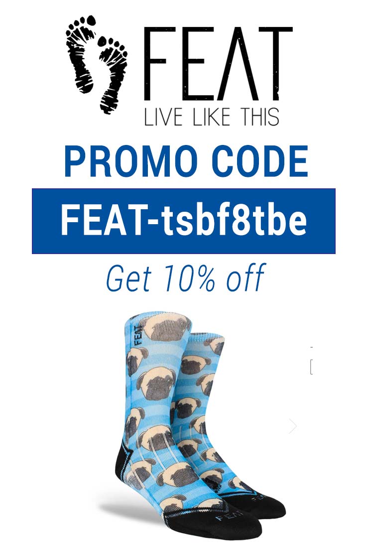 Feat Socks Coupon Code: Use FEAT-tsbf8tbe for 10% off your order!